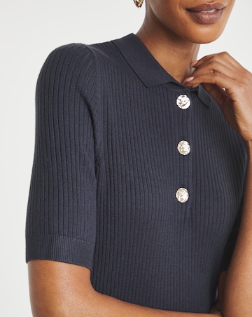 Ribbed Henley Collared Jumper
