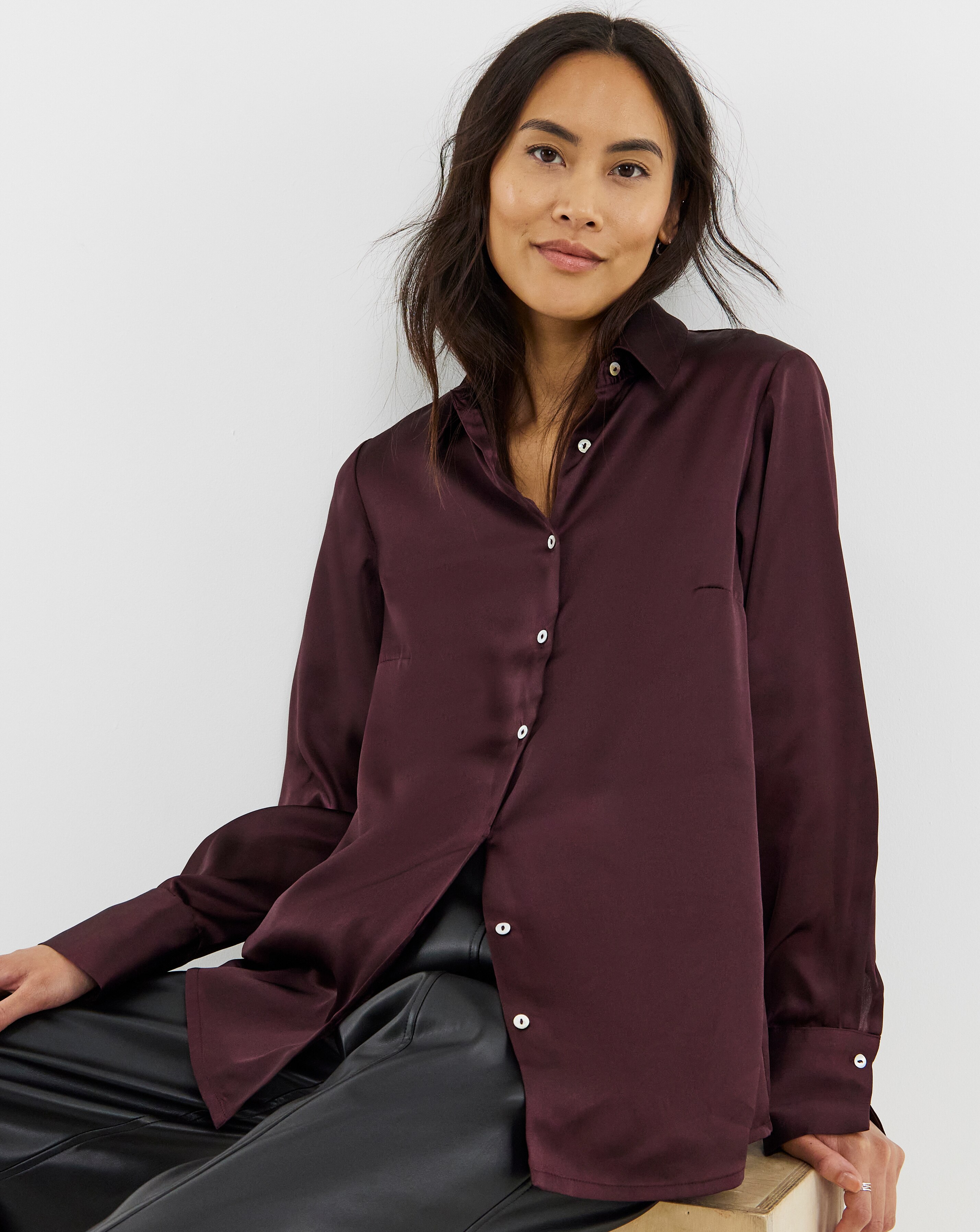 Classic Satin Long Sleeve Shirt | JD Williams