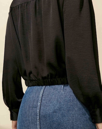 Ro&Zo Satin Tie Front Shirt