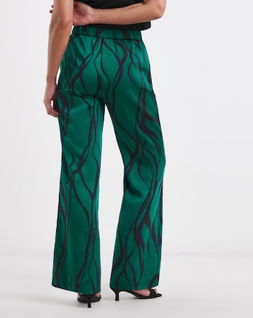 Printed Satin Wide Leg Trousers