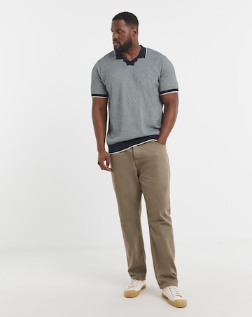 Navy Knitted Cuban Collar Polo