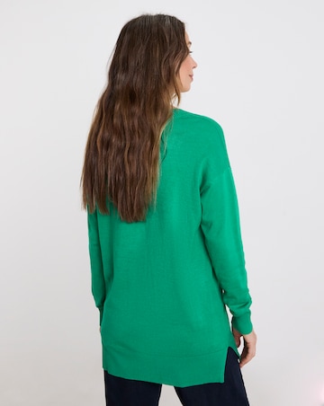 Green V Neck Slouch Tunic