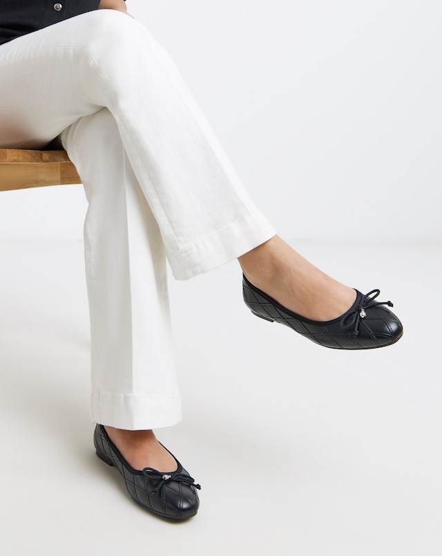 Santiago Quilted Ballerina Shoes - Extra Wide Fit (EEE)