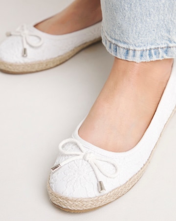 Simply Be Arielle Broderie Ballerina Espadrille - Extra Wide Fit (EEE)