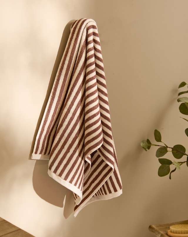 Yard Hebden Stripe Cotton Towel - Pecan