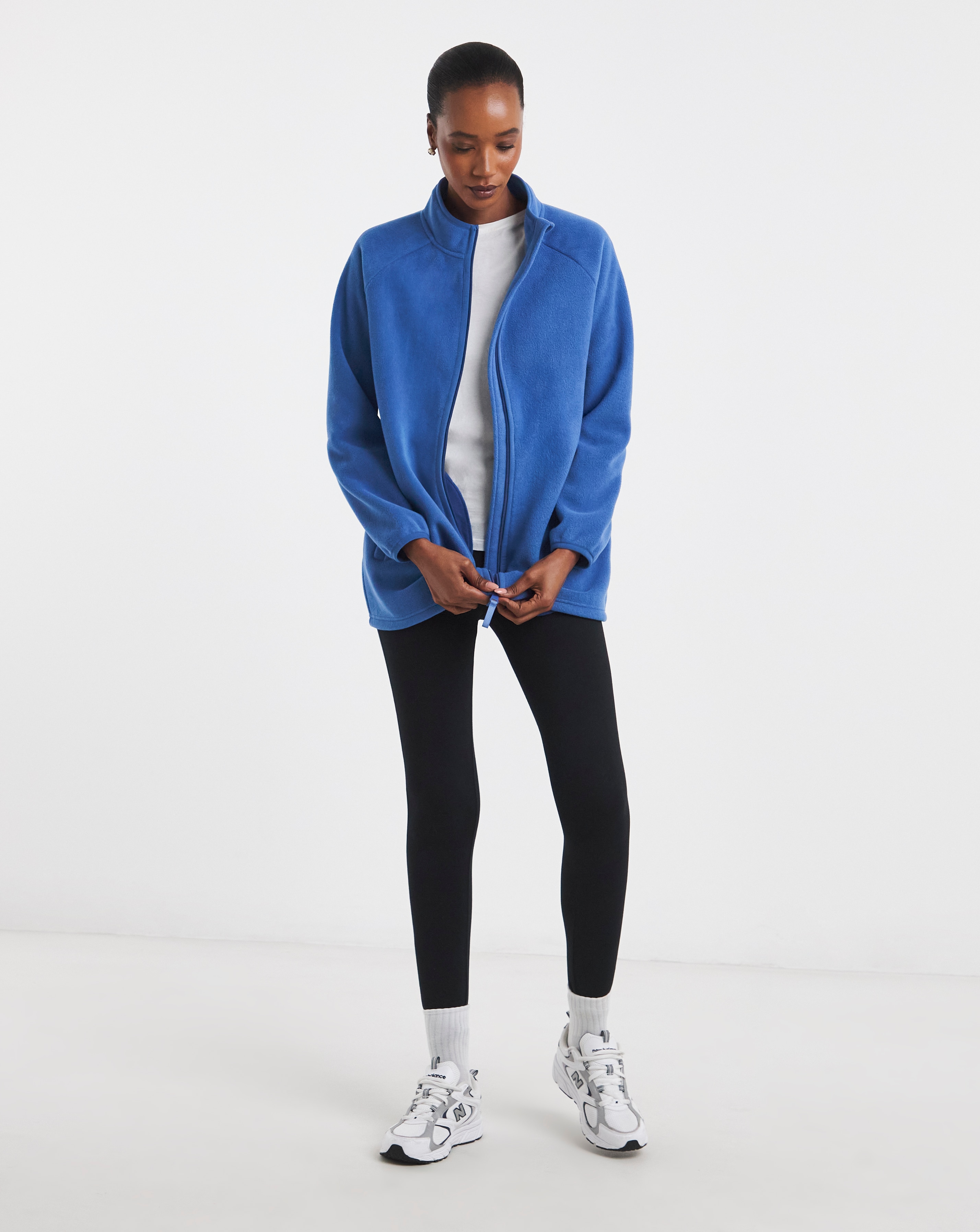 Blue Zip Through Longline Fleece | JD Williams