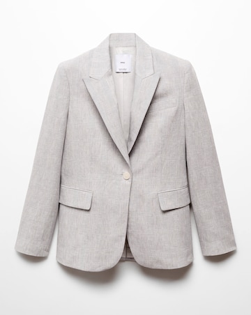 Mango Houndstood Linen Jacket Blazer