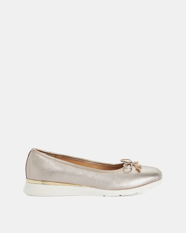slim fit dress slacks Women's Evonna Woven Leather Mary Jane Ballet Flat - Gold Leather main image 0