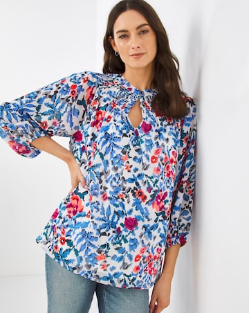 Julipa Ruched Neck Chiffon Blouse