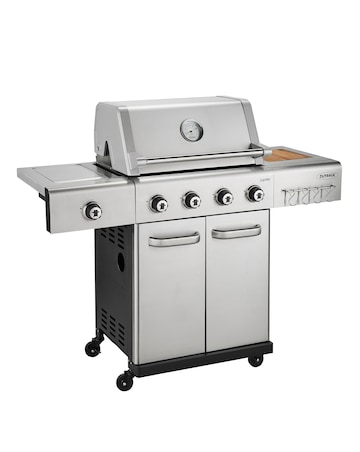 Outback Jupiter 4 Burner Stainless Steel Hybrid BBQ with Chopping Board
