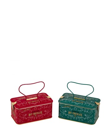 Hot Chocolate Tins with Handle - Chocolate and Peppermint - 2 pack bundle