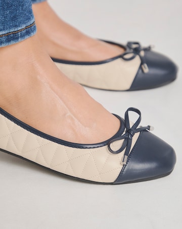 Scilla Quilted Ballerina With Toe Cap - Wide Fit (E)