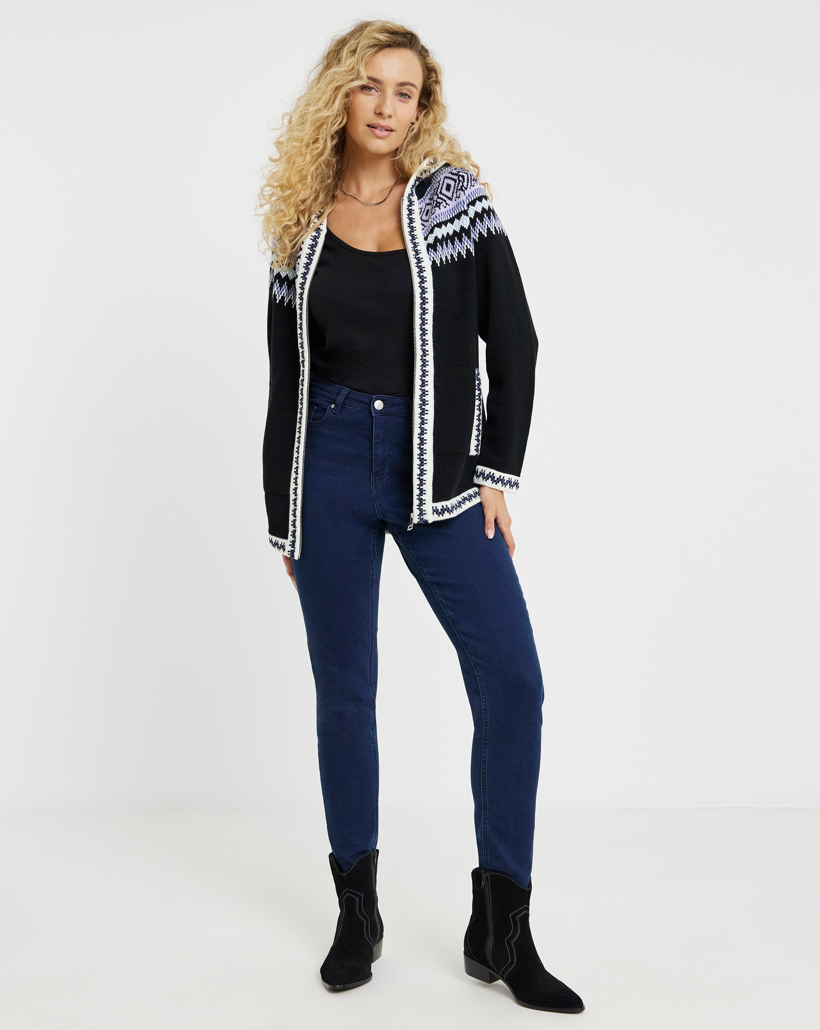 Joe Browns Fabulous Zip Front Hooded Fairisle Jumper | JD Williams