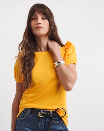 Orange Volume Sleeve Top