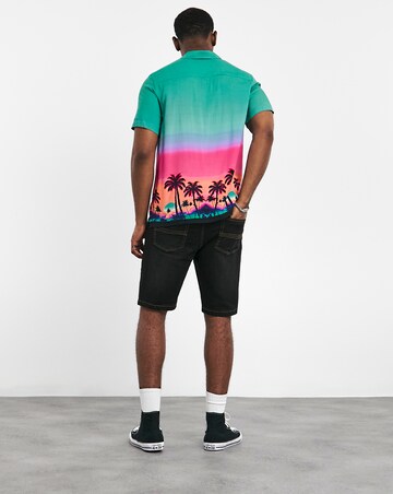 Ombre Palm Cuban Collar Shirt