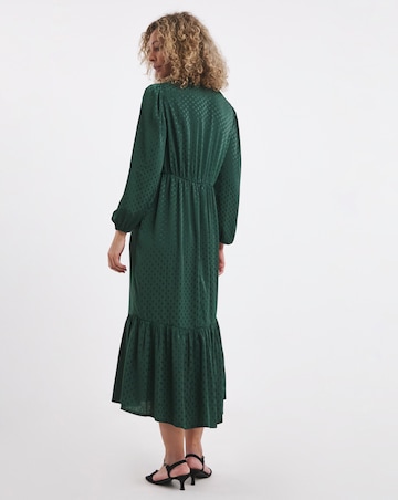 Jacquard Spot Midi Dress