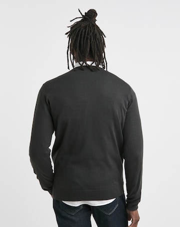 Crew Neck Charcoal Acrylic Knitted Jumper