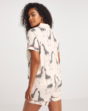 Chelsea Peers Giraffe Print Organic Cotton Short Pyjama Set