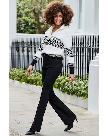 Sosandar Zip Neck Aztec Stud Deatil Jumper