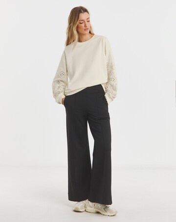 Simply Be Ecru Cut Work Sleeve Sweatshirt