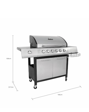 Charles Bentley 6 Burner Gas BBQ with Side Burner