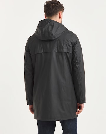 Black Rubberised Hooded Mac