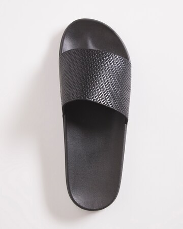 Black Tonal Stripe Slide Wide