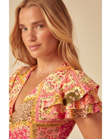 Nobody's Child Layla Midi Dress Patchwork Print