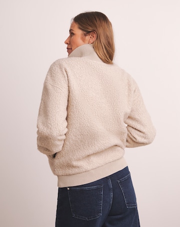 Anthology Ribbed Collar Curly Borg Zip Through Jacket