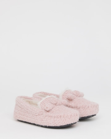 Judy Knitted Moccasin Slippers - Wide Fit (E)