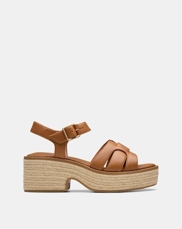 Clarks Tan Coledale Leather Strap Wedge Sandal Standard Fit