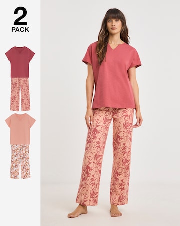 JD Williams (2 Pack) Cotton Top Pyjama Sets