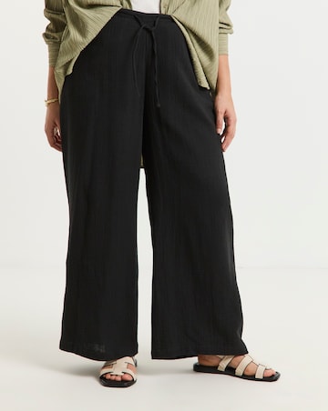 Simply Be Black Cheesecloth Wide Leg Trouser