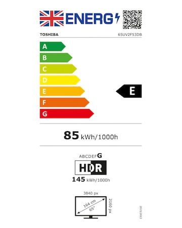 Toshiba 65UV2F53DBU 65in Smart TV 4K UHD HDR LCD Freely TV with Amazon Alexa
