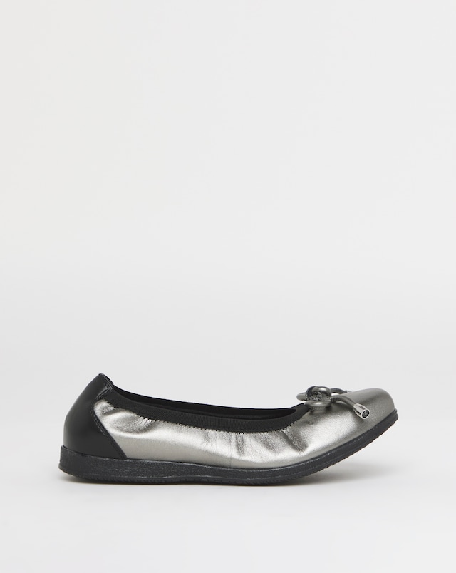 Heavenly Soles Zuri Elasticated Topline Ballerinas With Bow - Wide Fit (E)