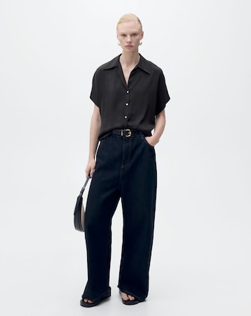 Mango Short-Sleeved Satin Shirt