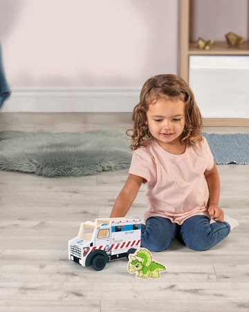 Jurassic World Chunky Wooden Vet Vehicle and Triceratops