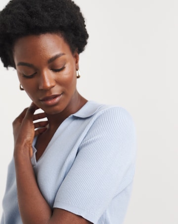 Rib Collar Short Sleeve Jumper