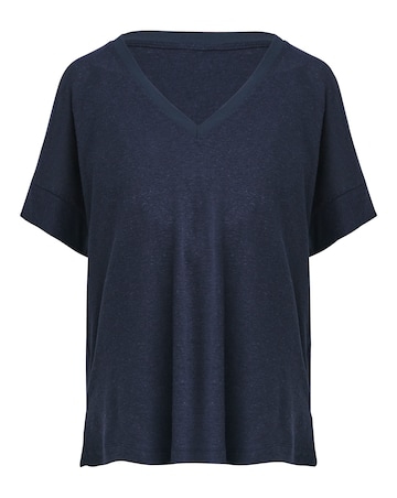 Anthology Navy Linen V-Neck T-Shirt