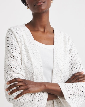 Cream Crochet Longline Kimono