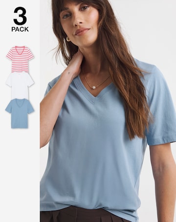 Pure Cotton 3 Pack The V Neck T-Shirts