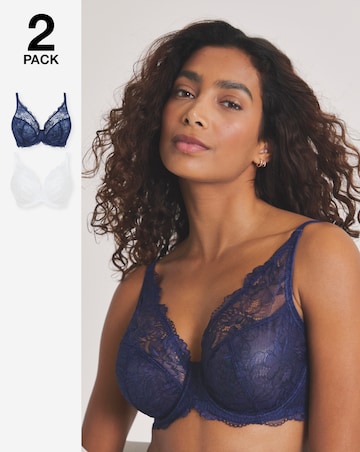 Pretty Secrets (2 Pack) New Ella Full Cup Wired Bras (C-J) Navy/White