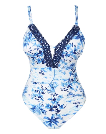 Figleaves Lisbon Palm Print Plunge Swimsuit