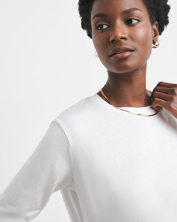 White Longline Curved Hem Top