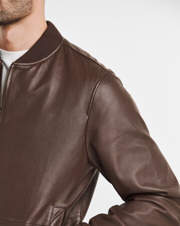 Brown Leather Bomber