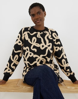 Bow Print Longline Sweatshirt