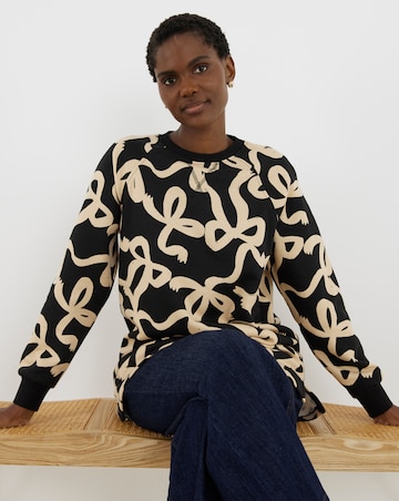 Bow Print Longline Sweatshirt