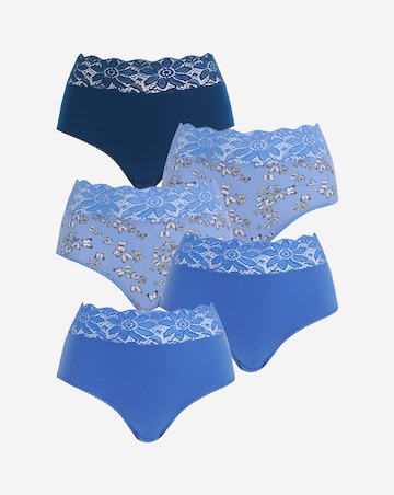 Pretty Secrets (5 Pack) Lace Top Full Brief Knickers Butterfly