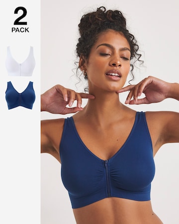 Pretty Secrets (2 Pack) Zip Front Fastening Comfort Tops (Fits Up To D)