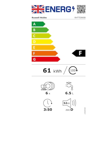 Russell Hobbs RHTTDW6B Table Top Dishwasher - Black